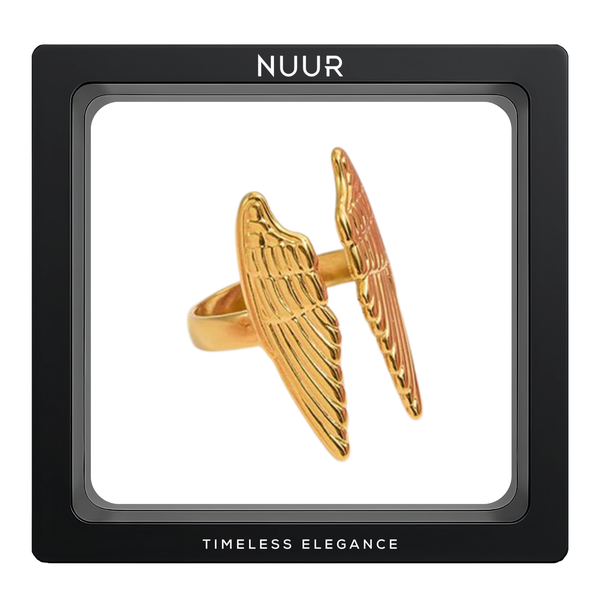 NUUR Seraphina Ring - 18K Gold-Plated Adjustable Angel Wing Design