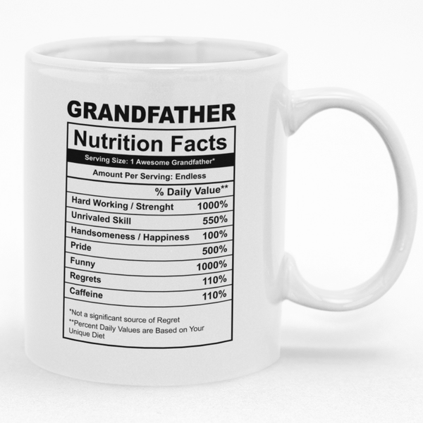 Great Grandfather Nutrition Facts Custom Printed Novelty Mug
