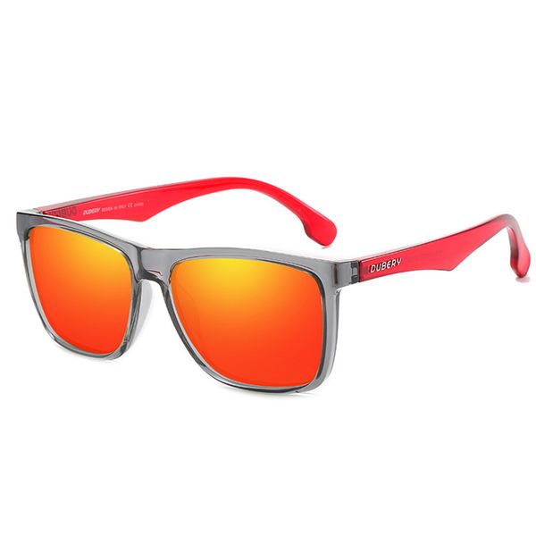 Dubery High Quality Men's Polarized Sunglasses - Transparent &amp; Red