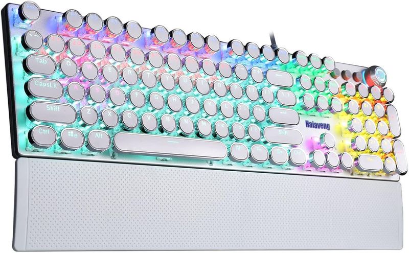 Mechanical Gaming Keyboard,Rainbow LED Backlit, Wired Computer Keyboard