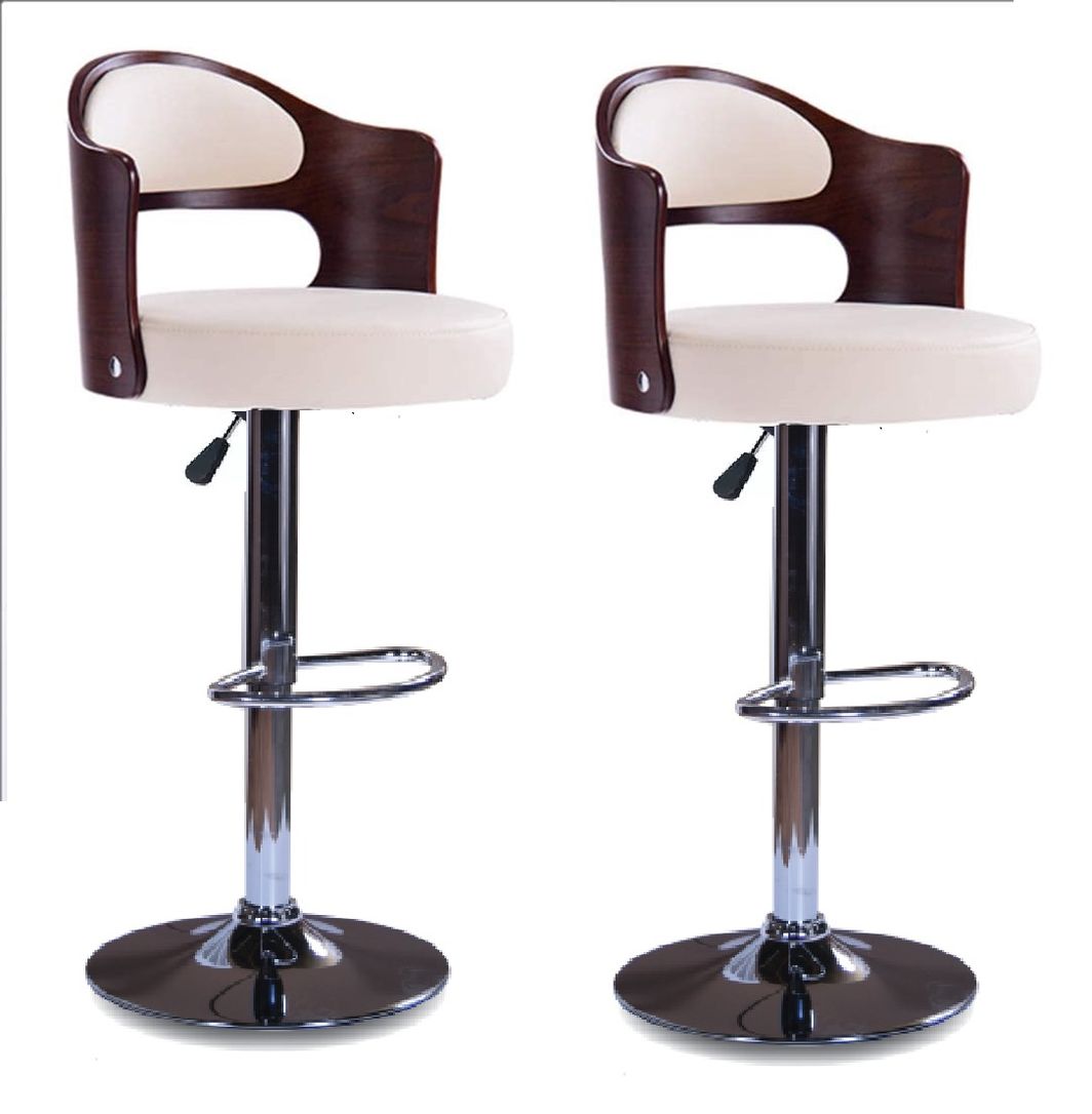 Bar Stools Kitchen Breakfast Chairs Set of 2 Cream Brown