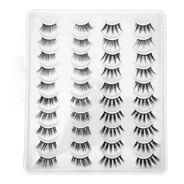 20 Pairs False Eyelashes Half Eye 4 Styles Mixed 6D Semi Handmade Reusable