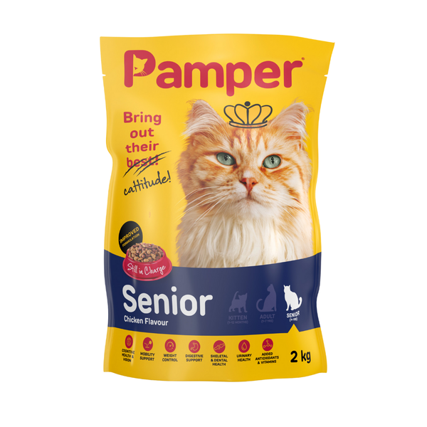 Pamper Senior Dry Cat Food Chicken Flavour (1 x 2kg)
