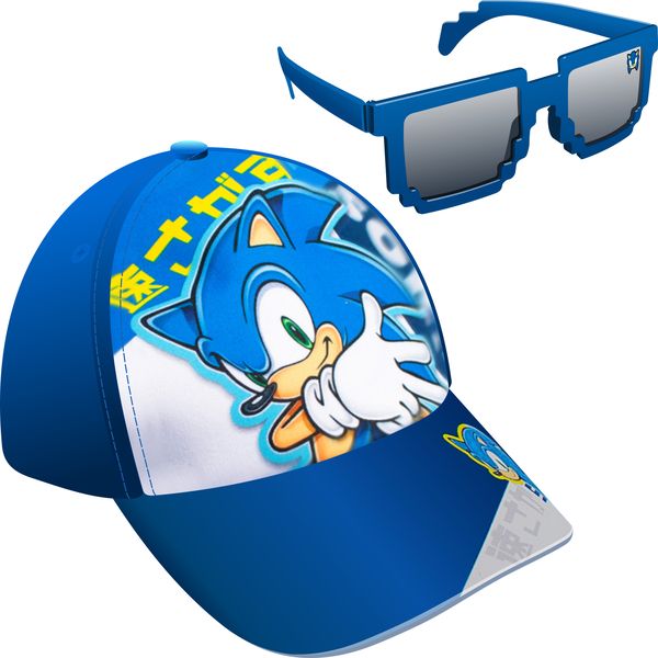 SONIC THE HEDGEHOG By SEGA Official Licensed Kids Peak Cap &amp; Sunnies Set