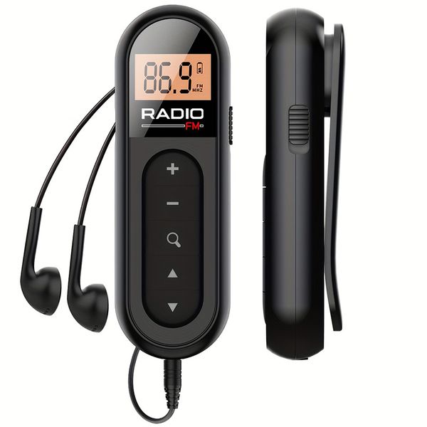 Portable Rechargeable FM Radio with Clip - Mini Wireless Sports Guide