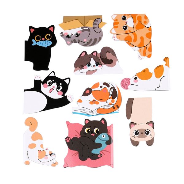 10Pcs Magnetic Bookmarks, Cute Cat Bookmarks Funny Book Marker Clips