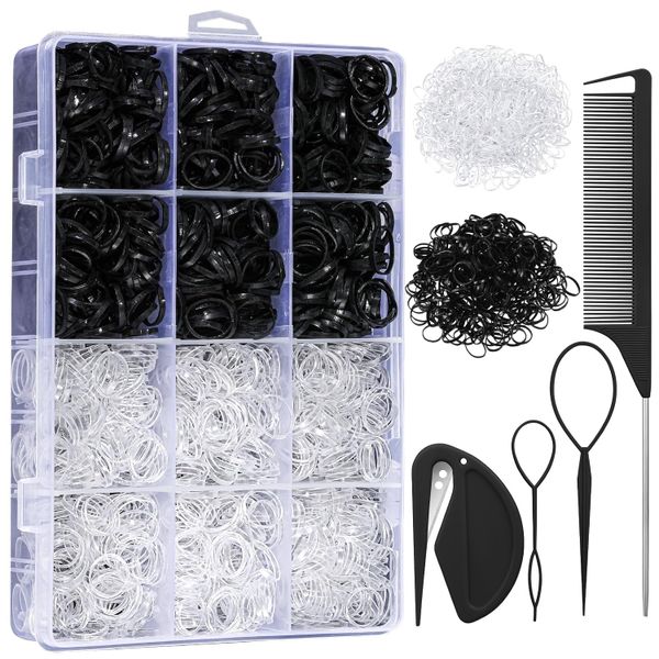 2200 Pieces Elastic Hair Bands with Hair Loop Styling Tool Set Elastic Ties