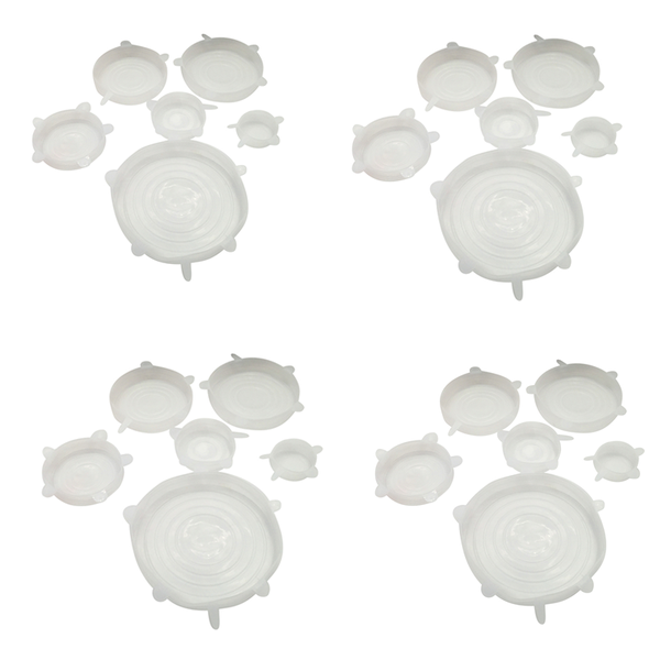 4 Set Of 6 Transparent Stretchable Silicone Lid Cover IB-113