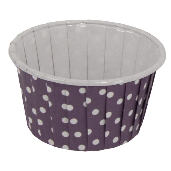 Regent Cake Cups Purple With White Dots Pet Lined 25 Pack - (50 x 39mm)