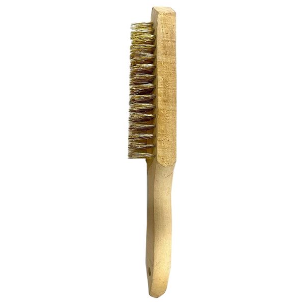 6 Row Golden Bristle Wire Brush - Wooden Handle