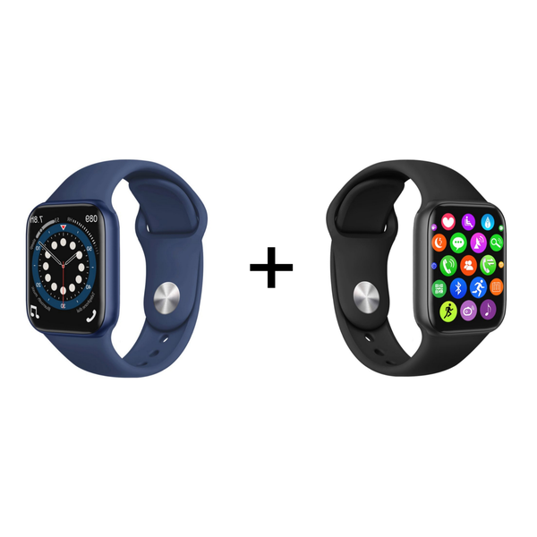 His &amp; Hers Blue &amp; Black Fitness Tracker Smart Watch Series 7 Combo