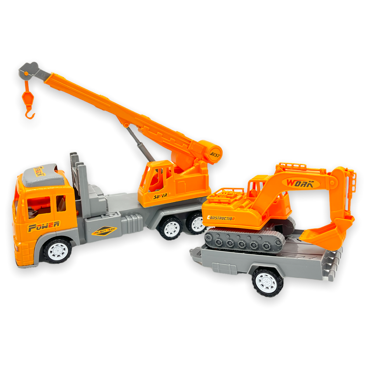 Toy Construction Truck Carrier With Trailer and Digger Toys for