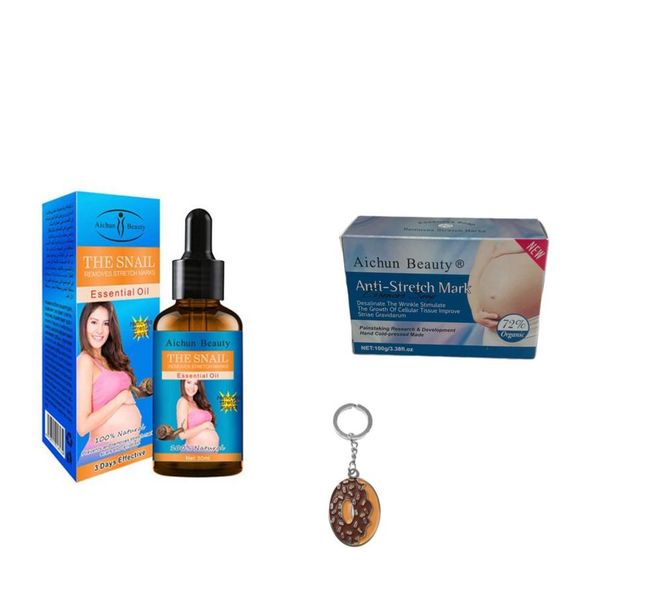 Anti Stretch Marks Snail Essence Oil and Soap Combo and Keyring