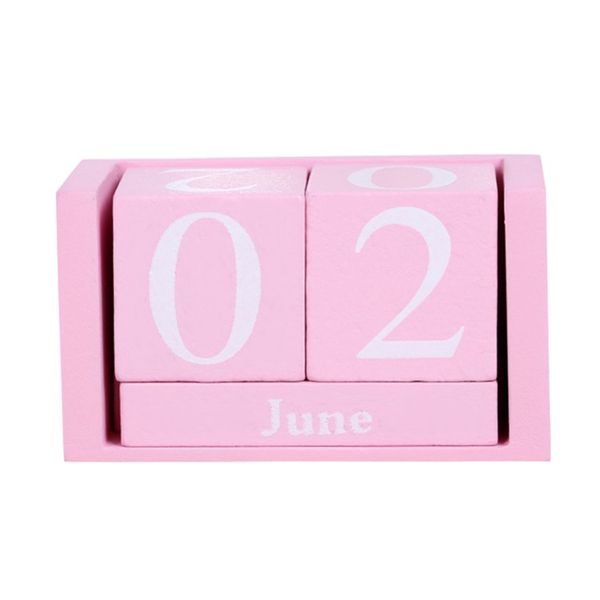Wooden Block Perpetual Calendar - Pink