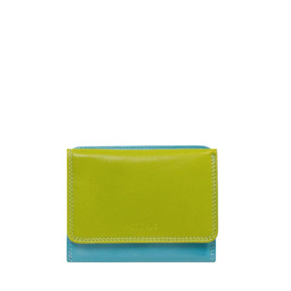 Pergalo Small Leather Purse | Lime &amp; Coral
