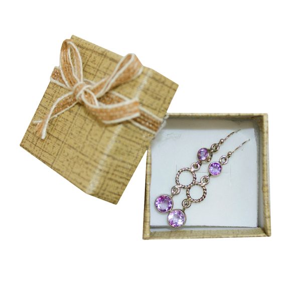 Fino 339 Faceted Amethyst 925 Sterling Silver Gem Stone Earrings