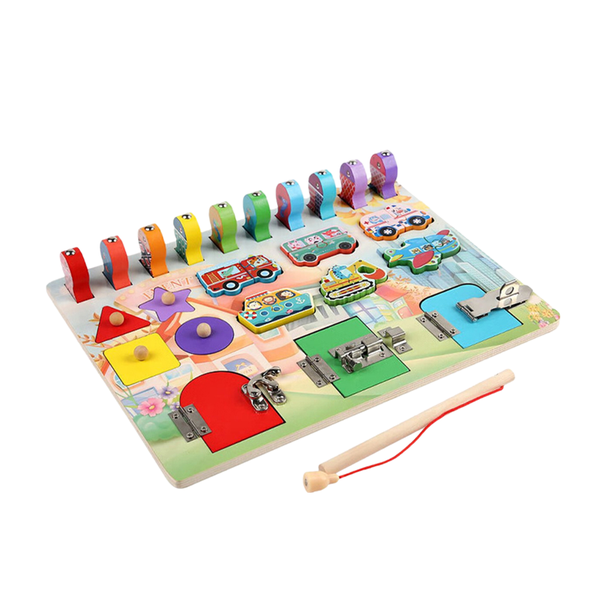 28 Piece Kids Wooden Fishing Busy Board- F47-88-2