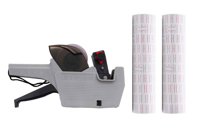 Price Tag Gun Labeller Stamping Machine with 20 Rolls of Paper Set( SG-100)