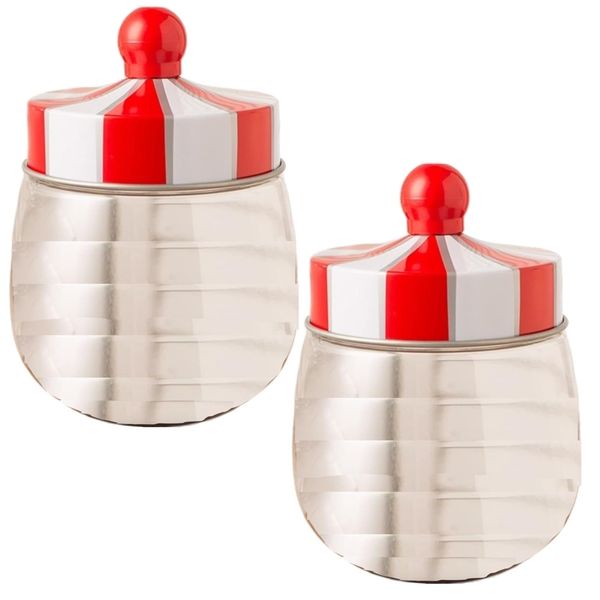 Decor Home Kitchen Plastic Transparent Airtight Jar 2 Piece 680ml Christmas