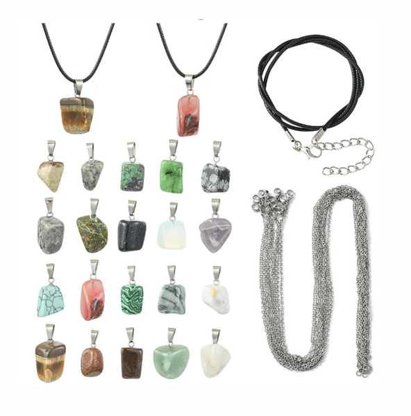 Craft Mixed Gemstone Pendant Necklaces Making Kits