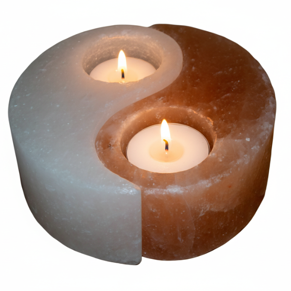 Himalayan Salt Yin Yang Candle Holder - Natural Crystal Tealight Lamp