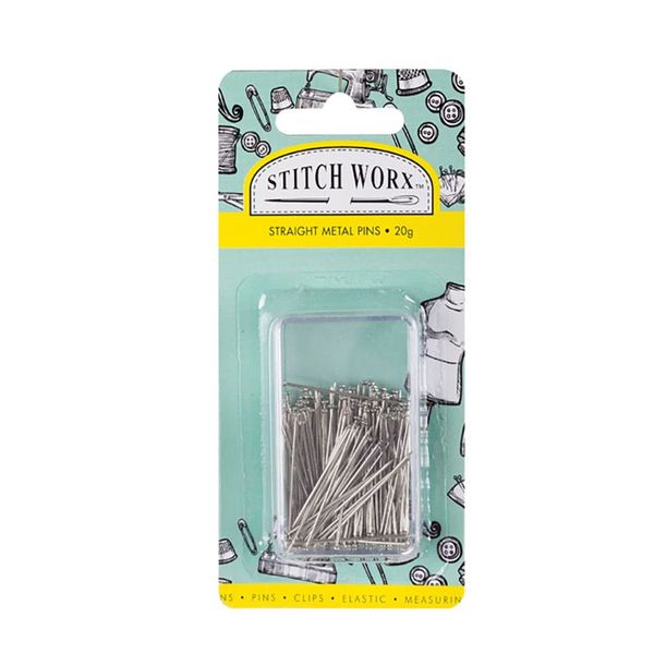 Pins - Straight - Flat-head - Metal - Silver - 20g - 12 Pack
