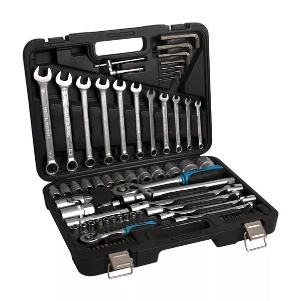 Fixtec 1/4" 1/2" 77 Piece Industrial Socket Tool Set