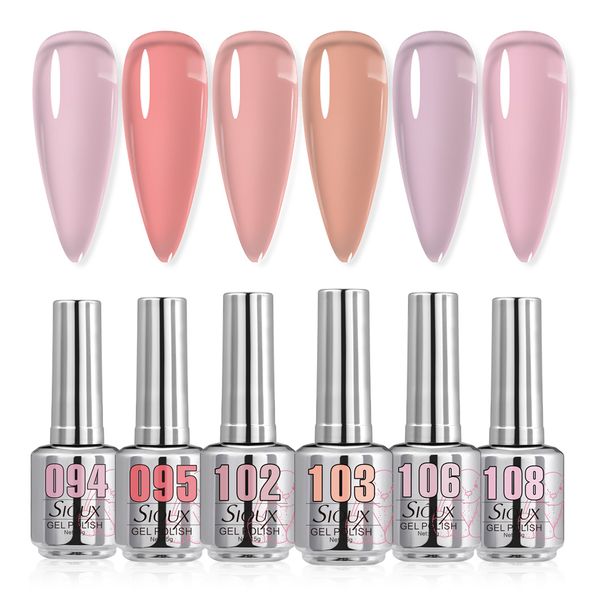 Sioux Nude Jelly Gel Polish Collection - 6 Piece (15ml Each)