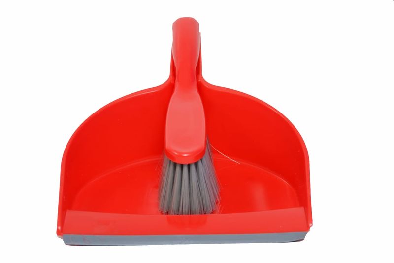 Plastic Dustpan with Rubber Lip &amp; Brush Set