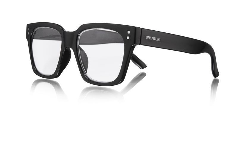 Brentoni Reading Glasses Shiny Black Front, Shiny Black Temple