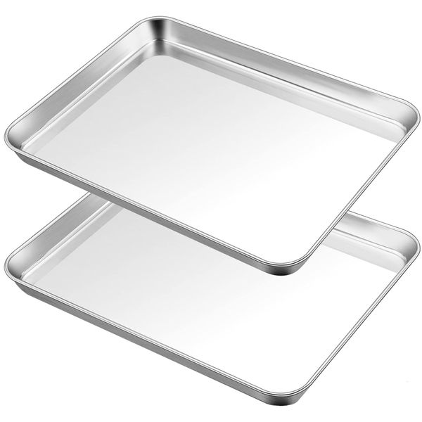HOMGEM 2 Pack Baking Sheets, Stainless Steel Cookie Sheet Pan for Kitchen