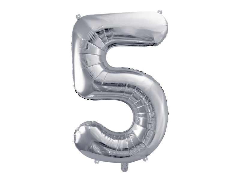 Foil Balloon Number "5", 86cm, silver