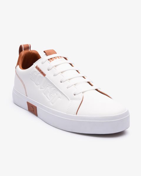 Soviet Mens Hollywood White/Brown Pu Vulcanized Lace Up Sneaker