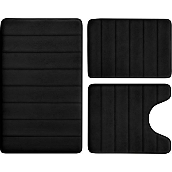 3 Pcs Memory Foam Bath Mat Sets Washable Toilet Mat Shower Carpet