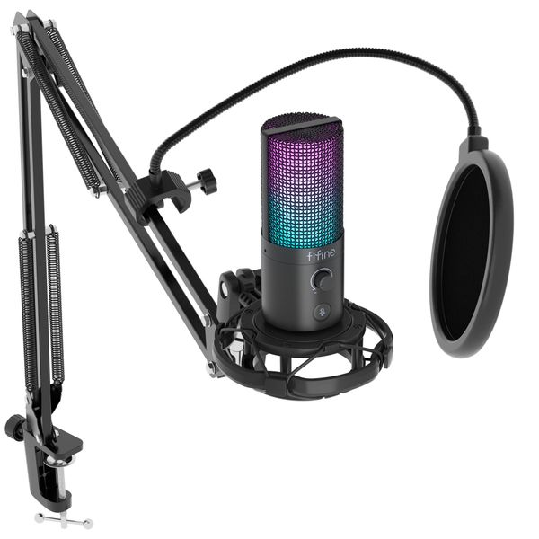 Fifine T669 Pro3 USB Microphone with Pop Filter &amp; Boom Arm Stand