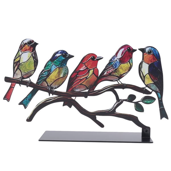 Stained Birds On Branch Desktop Ornaments Stained Bird Iron Ornament