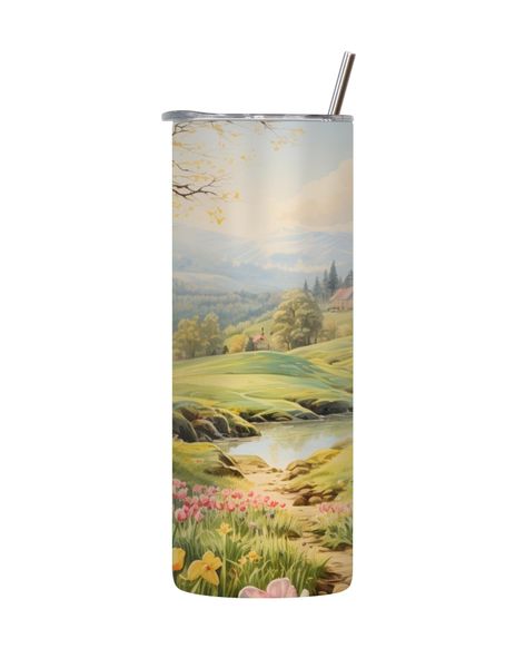 Flower 20 Oz Tumbler with Lid and Straw Easter Graphic Design Present 091