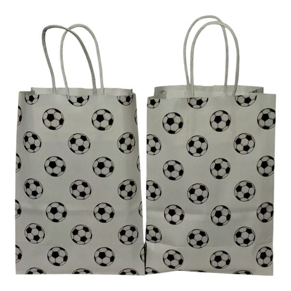 Soccer Ball Party Paper Bags - Black and White