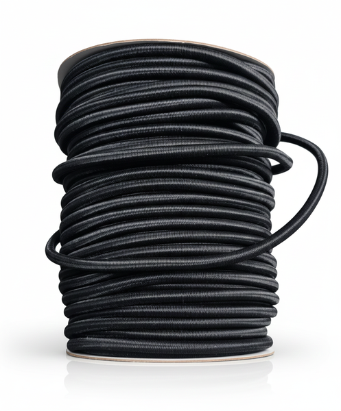 50m Roll Black 6mm Bungee Cord | Bulk Spool Heavy Duty Elastic Shock Cord