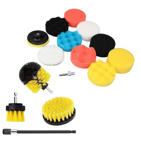 15pcs Car Foam Drill Polishing Pad with Drill Powered Cleaning Brushes Image