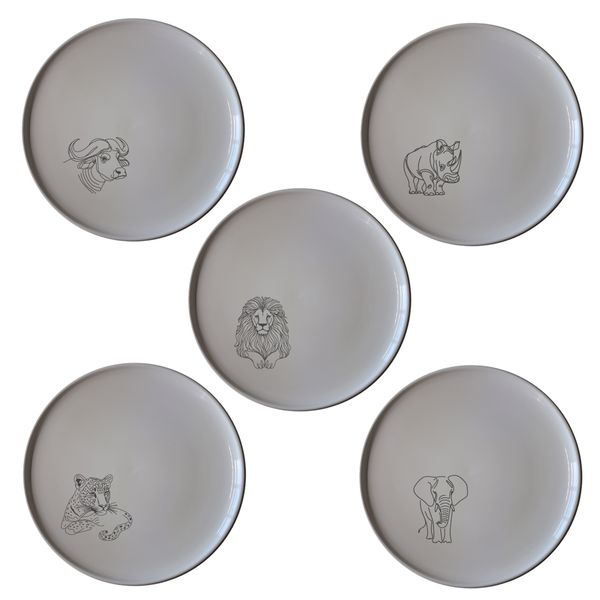 African Big Five White Porcelain Dinner Plate Se image