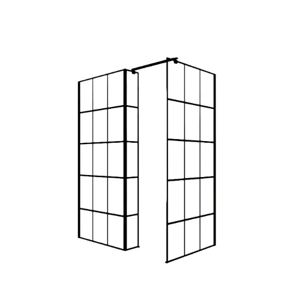 Modern Black Grid Frame Walk in Shower Enclosure Size 900mmx700mmx2000mm