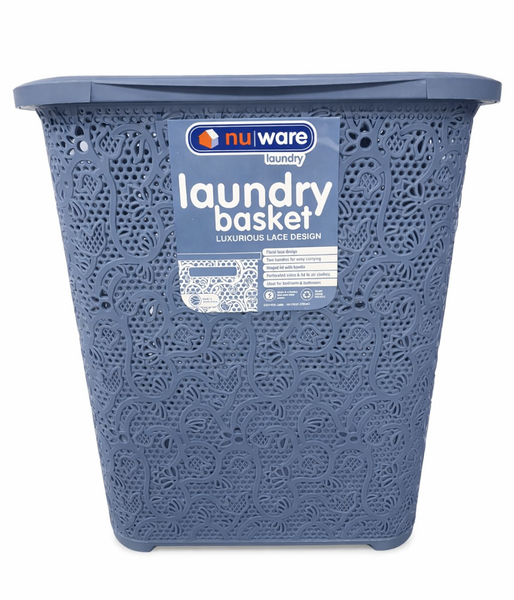 Elegant Lace Laundry Basket : 45Lt Blue image