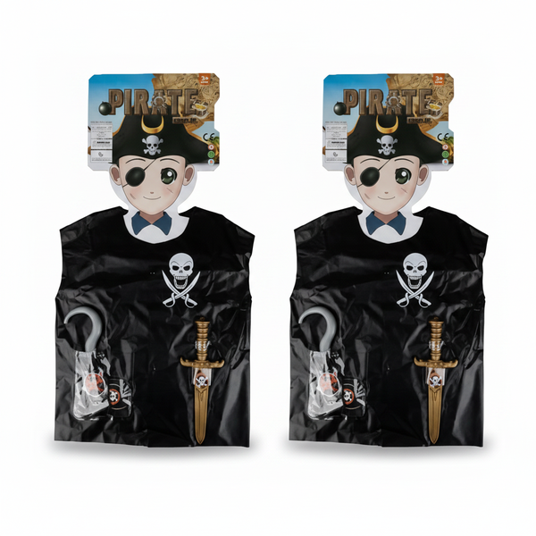 Pirate Costume Set with Hat, Eye Patch &amp; Vest for Kids and Adults - 2 Pack