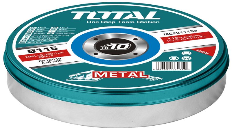 TOTAL Abrasive Metal Cutting Disc - 115 x 1.2mm (10 Pcs Set)