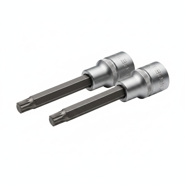 Force 10mm x 100mm Male Spline Socket Bit for 1/2 Inch Drive Tools - 2 Pack