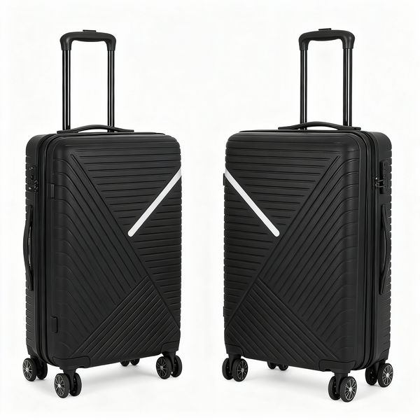 2-Piece Hard Shell Luggage Set with Spinner Wheels - Black