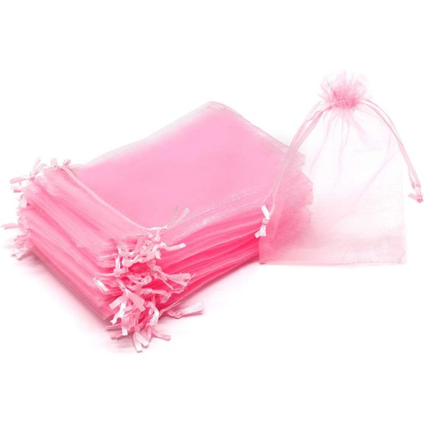 100PCS 20x30cm Large Organza Bags, Gift Bags, Fruit Protection Bags - Pink