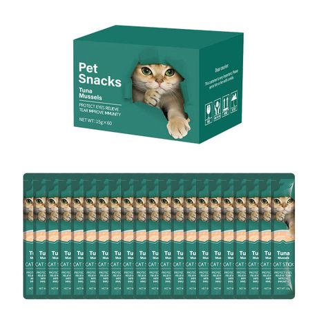 60 Piece Lick-e-Lix Cat Treats Sticks Tuna Mussels - Kitten Friendly Image