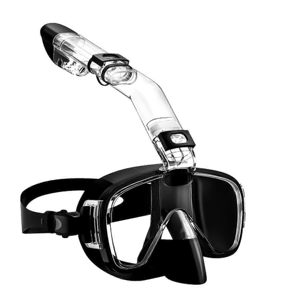 Black Liquid Silicone Dry Snorkel Snorkelling Mask with Camera Mount